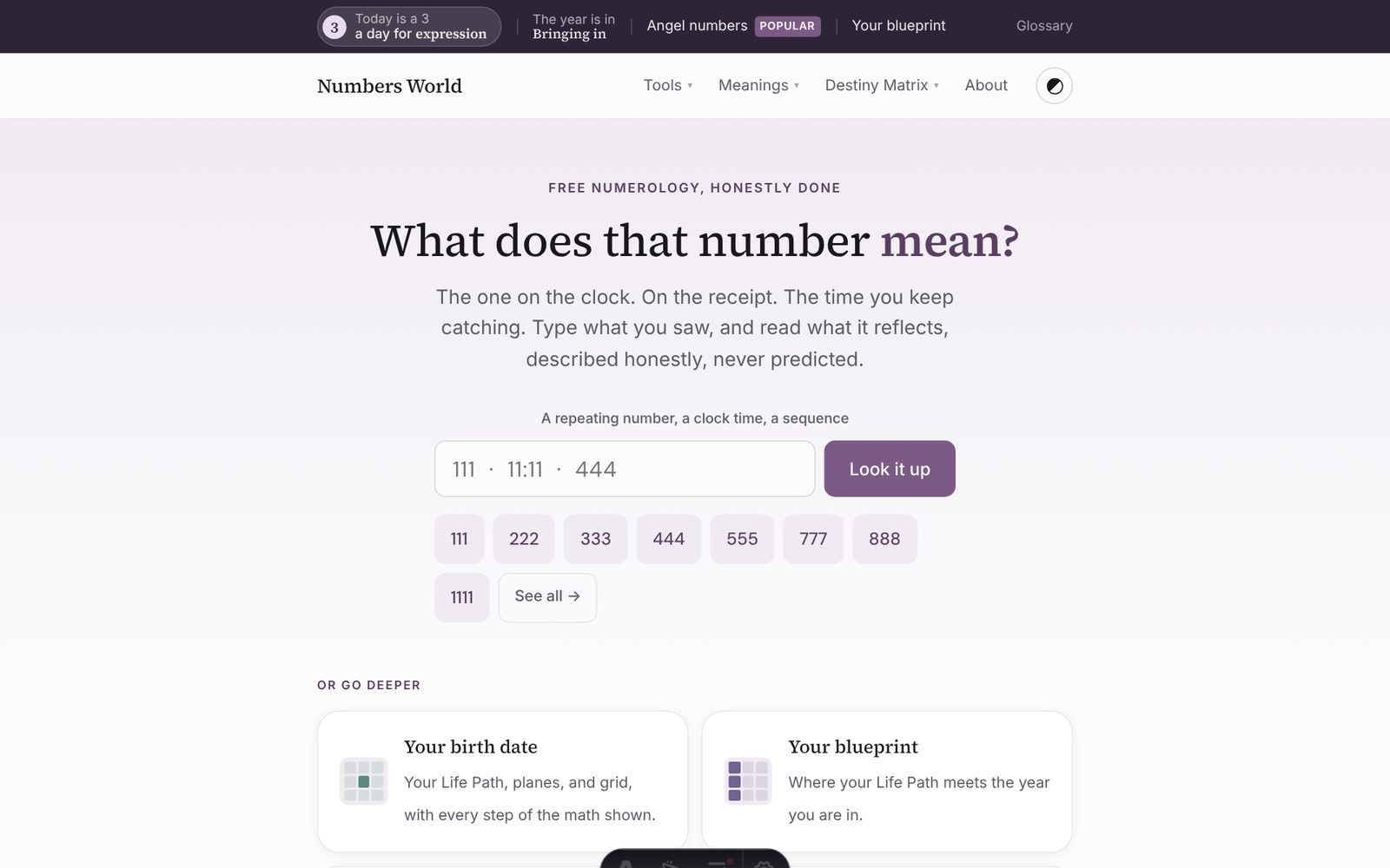 Numbers World home page: what does that number mean?